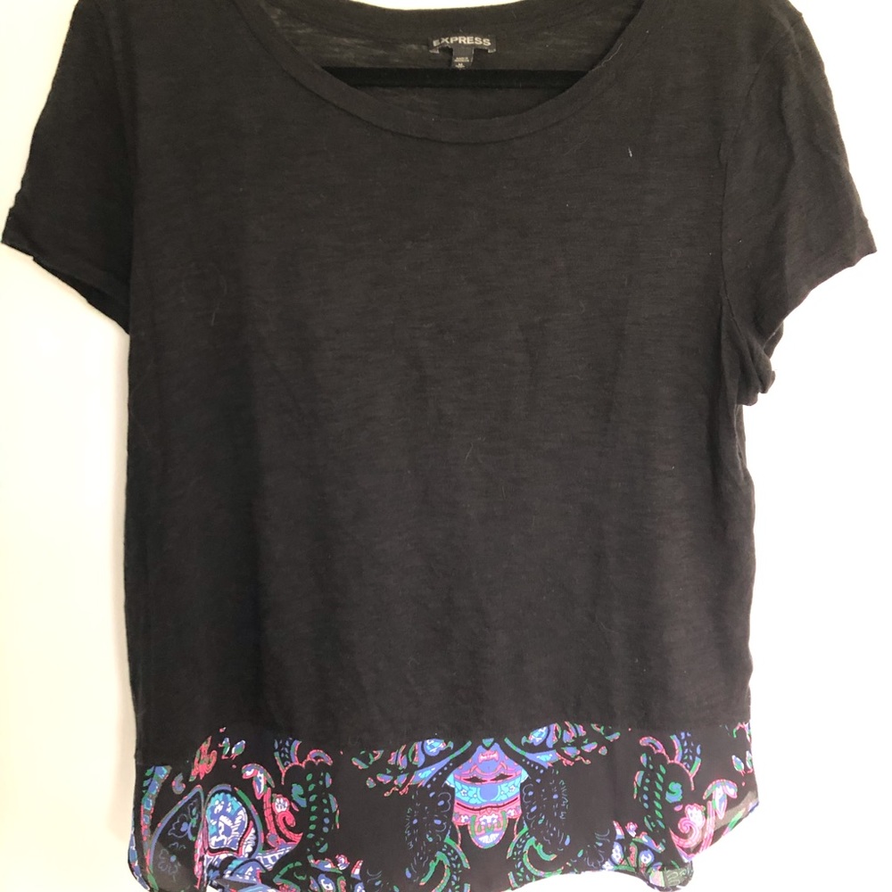 Express Mixed Fabric Top